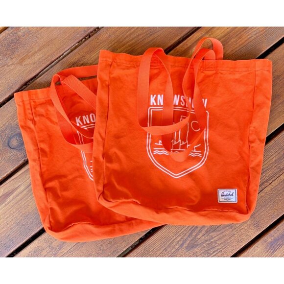 Herschel Orange Cotton Tote Bags Reuseable Grocery Farmers Market Knowshow - Picture 1 of 10
